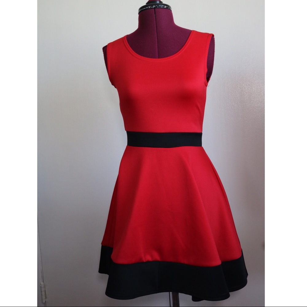Miss London Black/Red Party Dress